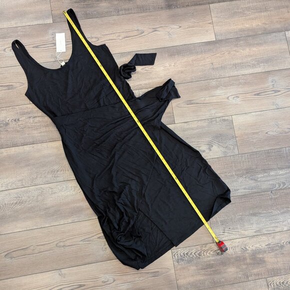 NWT Vince Women's Scoop Back Wrap Waist Pima Cotton Weekend Dress Black L - Picture 7 of 8